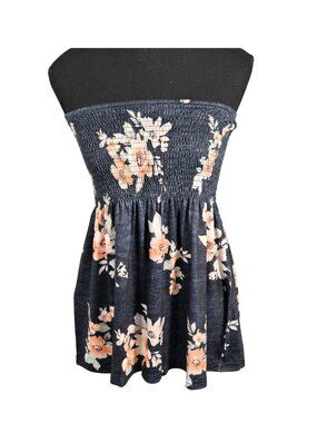 NWOT | Navy Floral Smocked Strapless Tube Top High Elasticity | Small